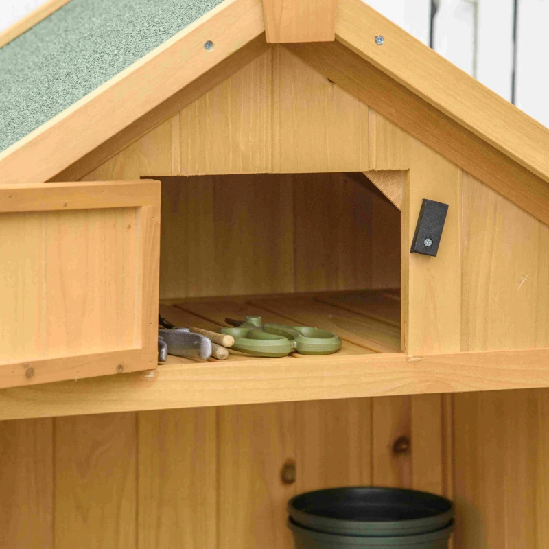 Outsunny Garden Shed Wood Outdoor Garden Tool Storage Unit with 3 Detachable Shelves, 77 x 54.2 x 179cm,  Brown