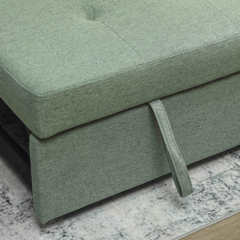 HOMCOM Three-Way 2 Seater Sofa Bed with Three-position back and Two Soft Pillows - Green