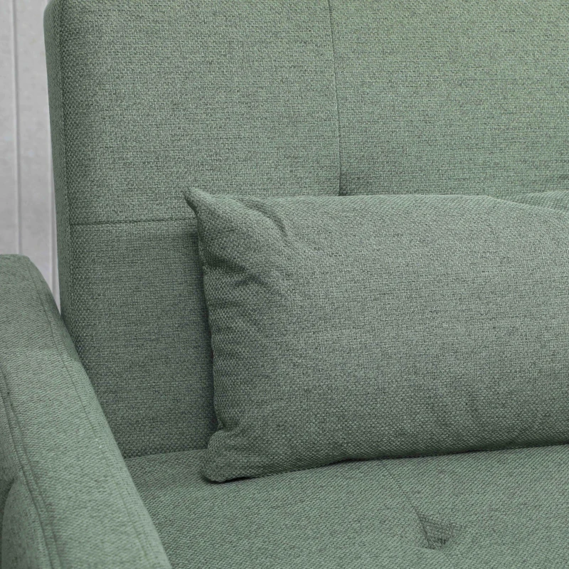 HOMCOM Three-Way 2 Seater Sofa Bed with Three-position back and Two Soft Pillows - Green