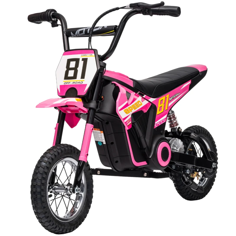 AIYAPLAY Kids Electric Motorbike, 24V Ride On Motorcycle with 3 Speeds and Rear Suspension, Dirt Bike for 8-12 Years Old, Pink