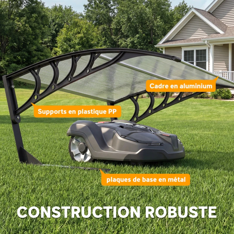 Outsunny Abri pour tondeuse robot, toit de garage pour tondeuse contre les UV, la pluie et la neige, 100 x 81 x 43 cm, blanc