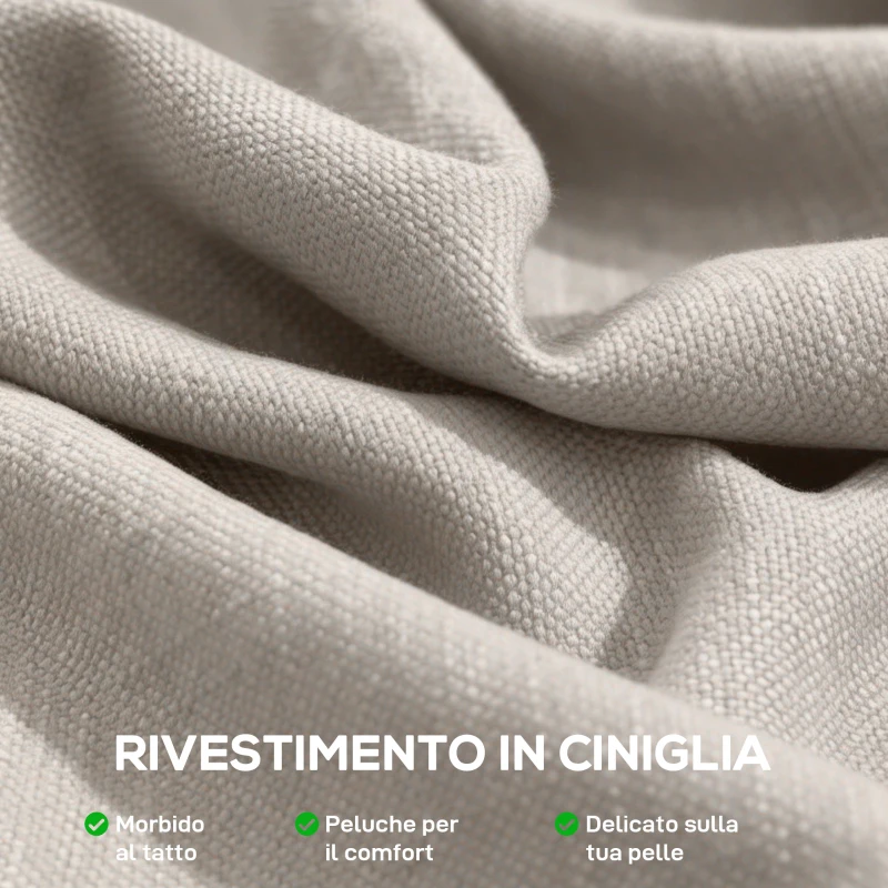 HOMCOM Poltrona Salotto e Poltroncina Camera da Letto in Ciniglia Morbida, Beige