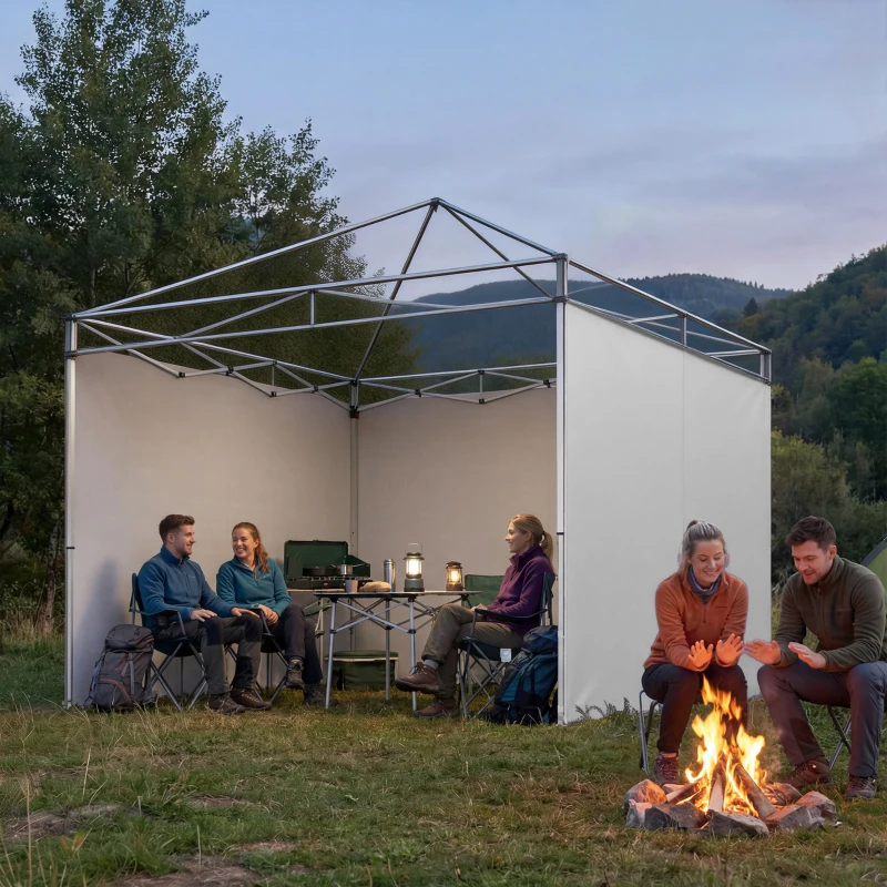Outsunny 3 Seitenwände für Pavillons 3x3 m 300x200 cm Ersatz-Seitenwände aus Oxford-Gewebe mit Reißverschluss Weiß