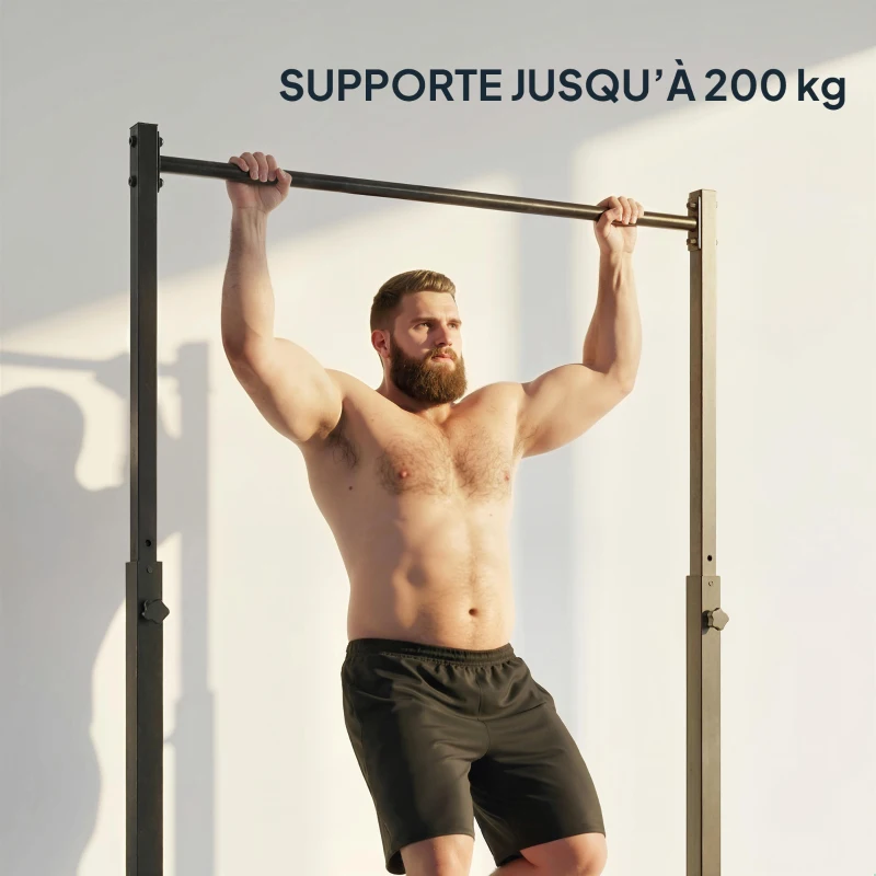 SPORTNOW Station de musculation et barre de traction power tower 200 kg avec 8 niveaux de hauteur noir