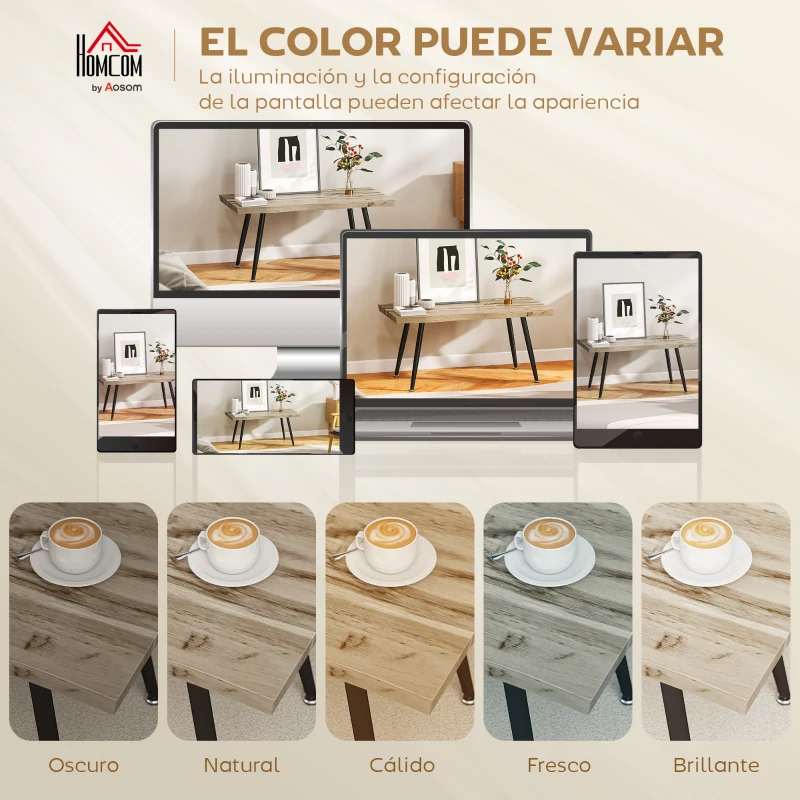 HOMCOM Mesa de Centro Curva Mesa baja para Salón Moderno con Tablero Grueso de 4 cm Patas de Acero 100x50x45 cm Roble