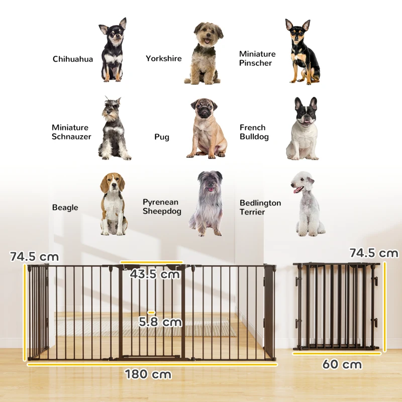 Pawhut Poarta Modulara Caini – 5 Panouri Pliabile Metal & Plastic Durabil