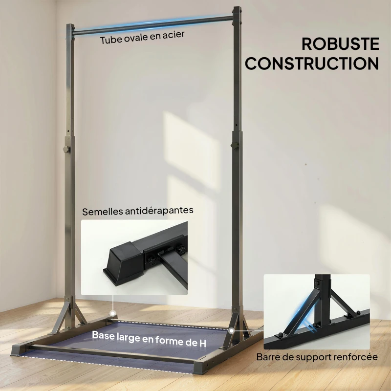 SPORTNOW Station de musculation et barre de traction power tower 200 kg avec 8 niveaux de hauteur noir