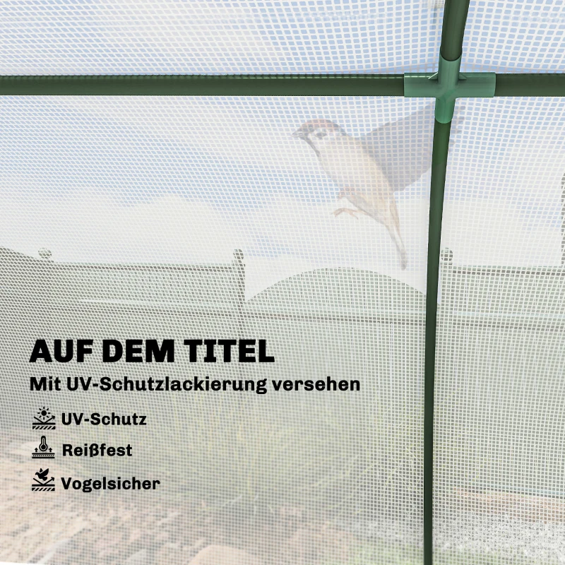 Outsunny Gewächshaus mit PE-Gitterfolie, winterfest Foliengewächshaus aus Stahl, Treibhaus 200 x 100 x 80 cm Weiß