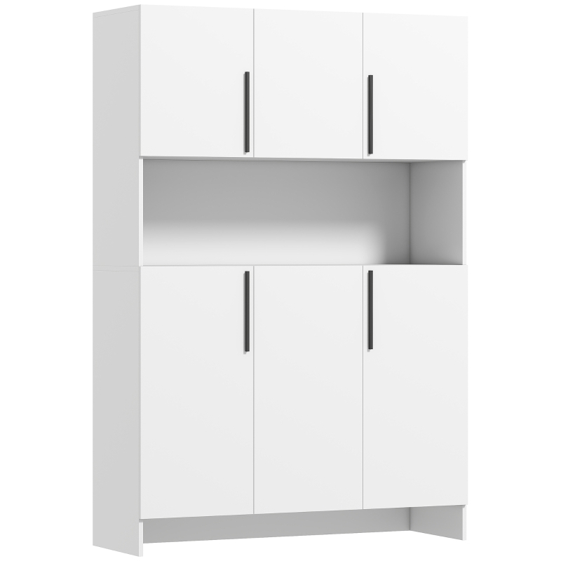 HOMCOM Keukenkast 4-kastige met werkblad, 119B x 40D x 175H cm, Wit(m-13)
