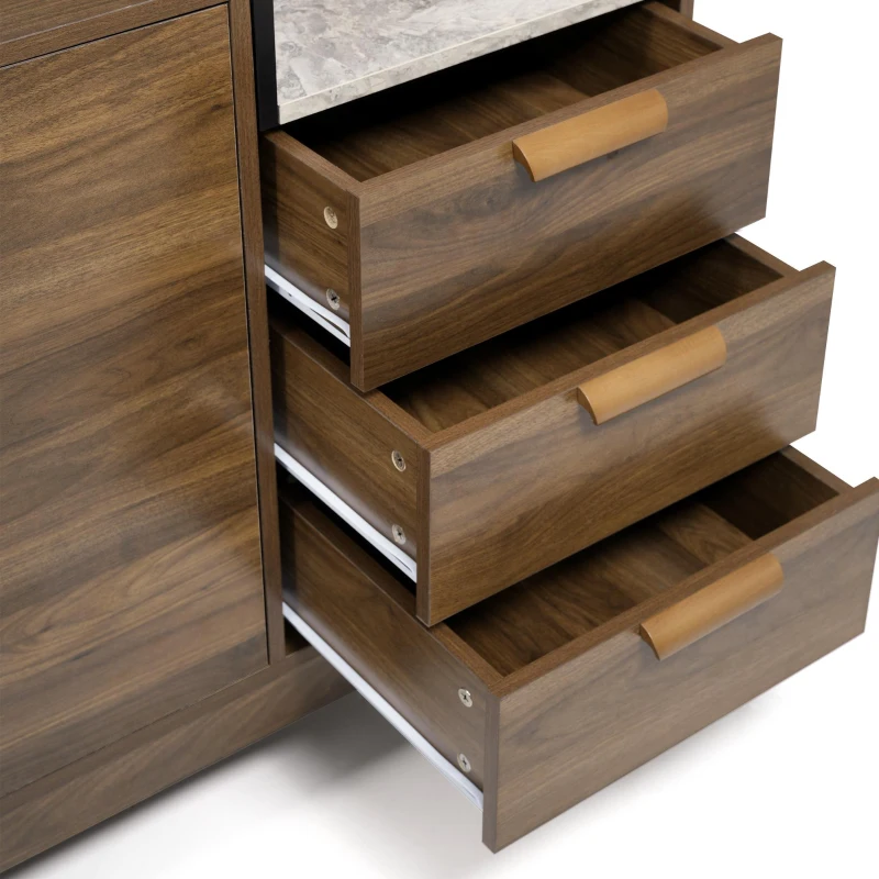 Commode de salon avec 3 tiroirs et armoire à deux portes, 120x40x77 cm, Couleur naturelle