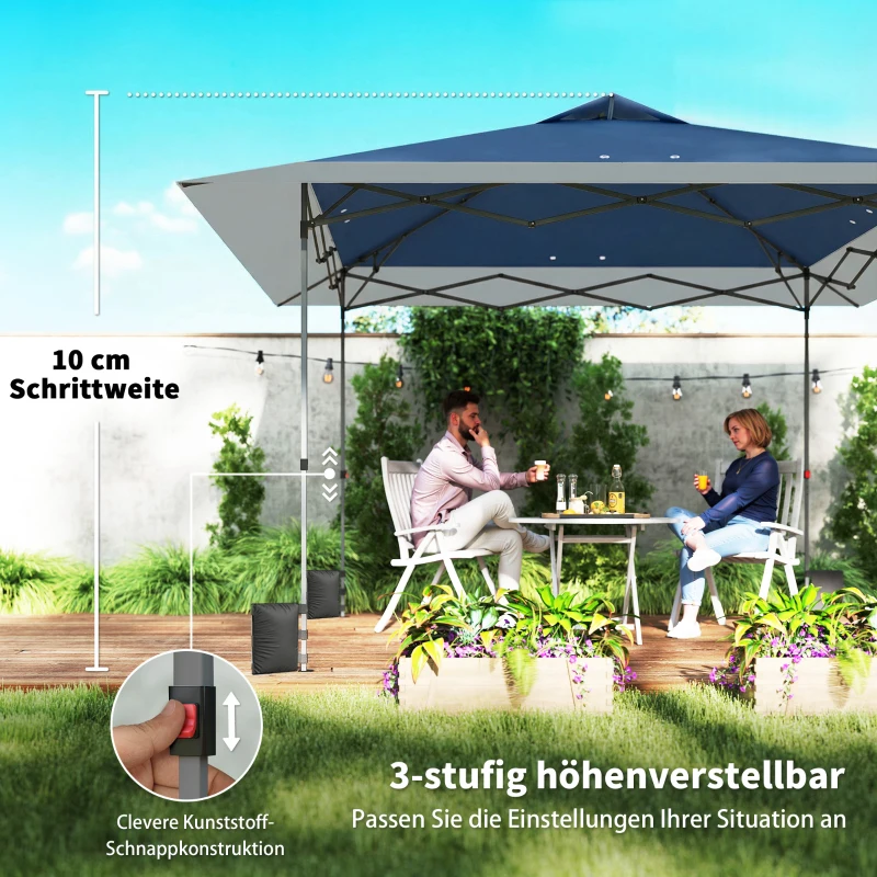 Outsunny Pavillon ca. 4x4m Wasserdicht Stabil Winterfest Pop-up Faltpavillon mit Ein-Schritt-Schließfunktion UV 50+