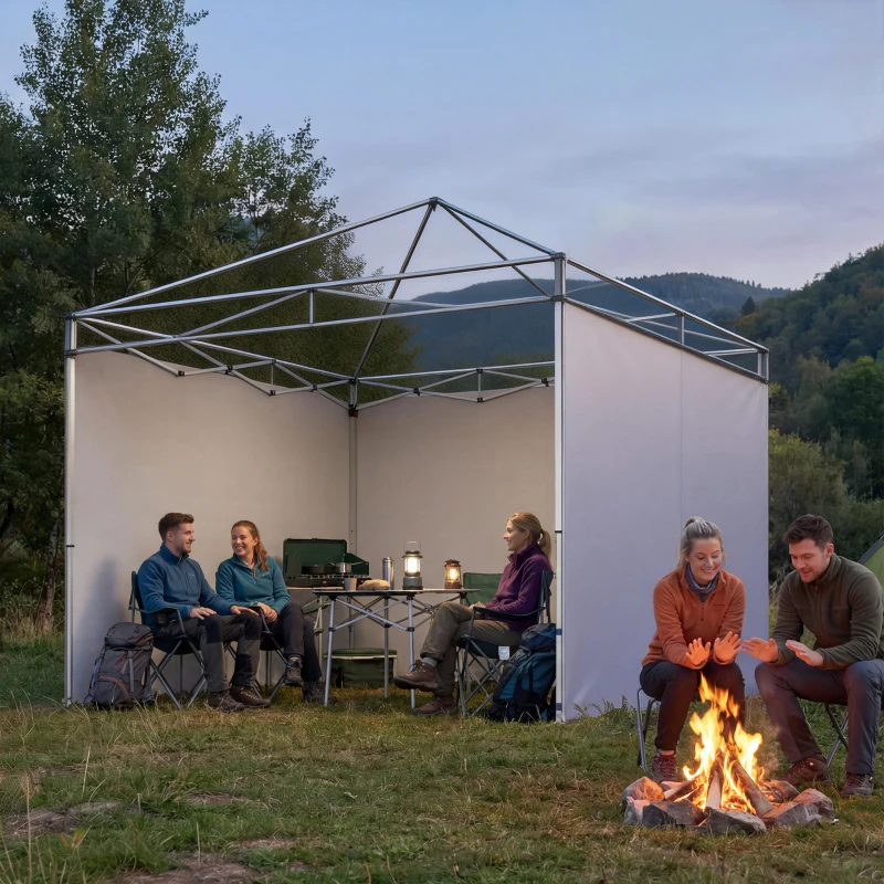 Outsunny Set 3 pannelli laterali gazebo con cerniera, 300x200 cm, Blu