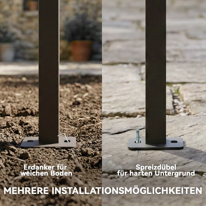 Outsunny Terrassendach Pergola ca. 4x3m Terrassenüberdachung mit Verstellbares Dach, Wandmontage UV 30+ Cremeweiß