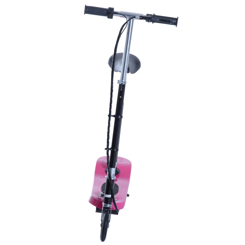 HOMCOM Patinete eléctrico plegable 120 W para niños 7 a 12 años luz LED manillar y asiento regulables 10 km/h máx. rosa