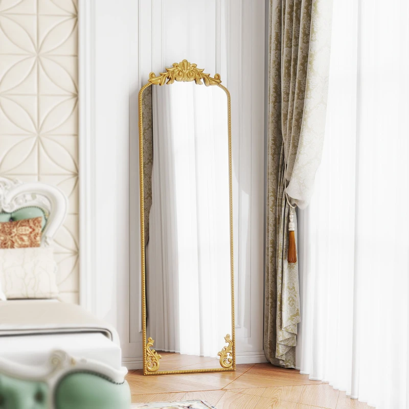 HOMCOM Espelho de Chão de Corpo Inteiro Estilo Barroco 50x160 cm Ouro