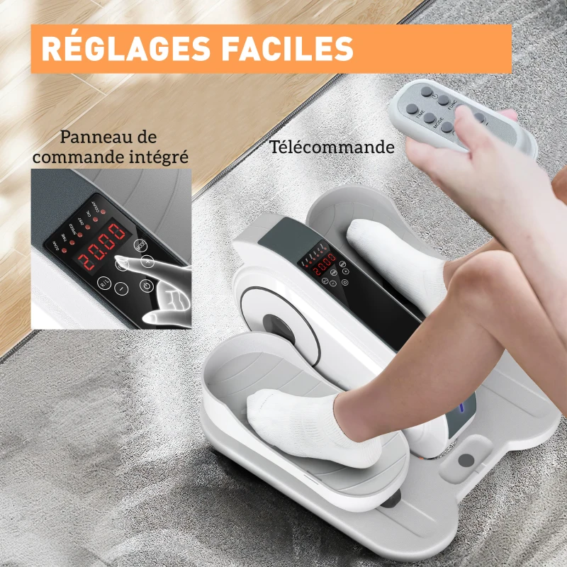 SPORTNOW Elliptique de bureau, vélo elliptique électrique écran LCD, télécommande et 10 vitesses réglables, 45 x 42 x 27 cm blanc