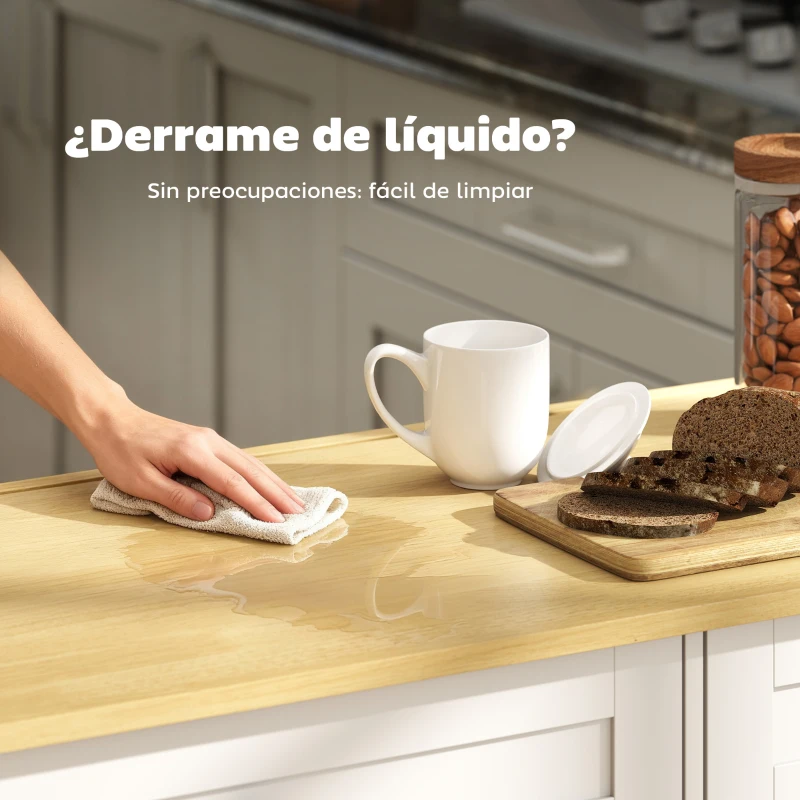 HOMCOM Isla de Cocina con Ruedas Encimera Plegable 2 Puertas con Cierre Suave 2 Cajones 6 Estantes Abiertos Blanco