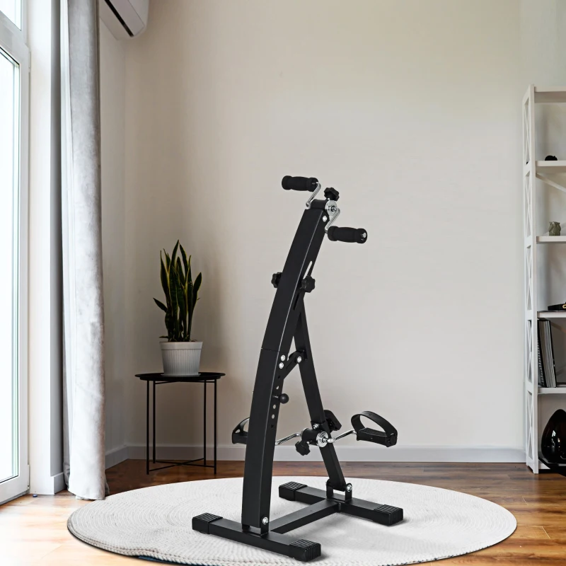 HOMCOM Vélo d'appartement pédalier rééducation bras jambes 40L x 42,5l x 100H cm hauteur guidon réglable noir
