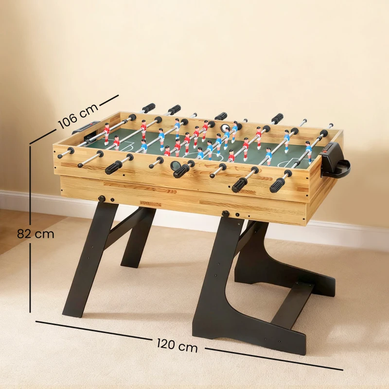 SPORTNOW Table multijeux 13 en 1 pliable, table de jeu baby-foot, billard, pour enfants et adultes 120 x 106 x 82 cm noyer clair(m-3)