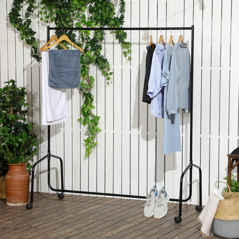 HOMCOM Heavy Duty 5Ft Clothes Hanging Rack-Black