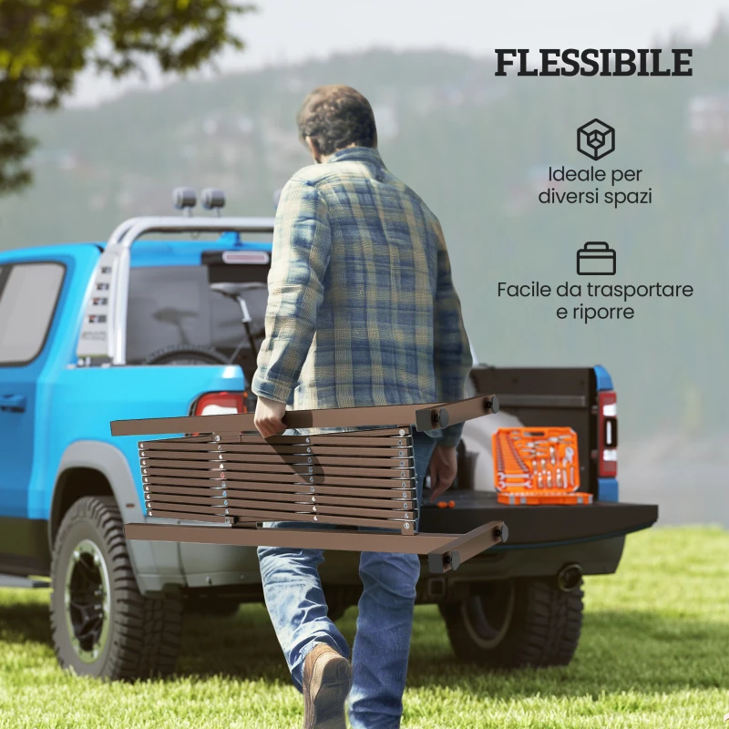 Outsunny Recinzione per Giardino a Larghezza Regolabile, in Metallo e Alluminio, 250x31x103.5 cm, Marrone