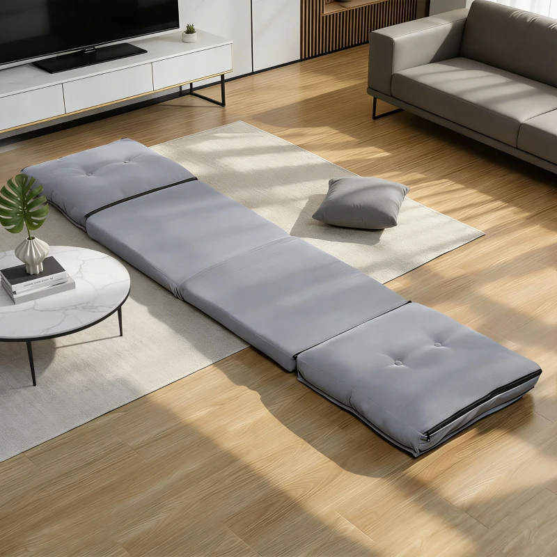 HOMCOM Fauteuil de sol pliable en velours côtelé, matelas de sol avec dossier réglable en 5 positions, 59 x 230 x 15 cm, gris