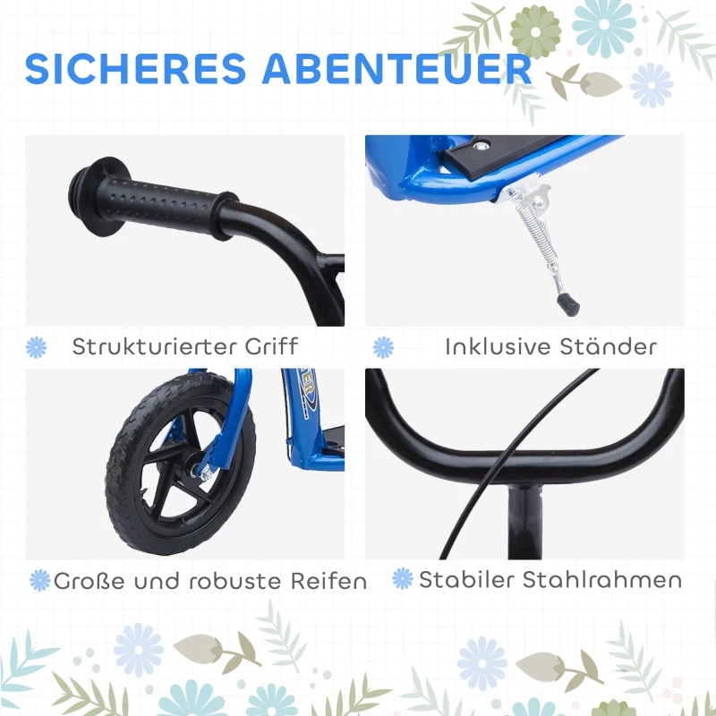 HOMCOM kinderstep scooter step stadsscooter kinderscooter kickboard 12 inch blauw 120 x 52 x 80-88 cm(m-5)