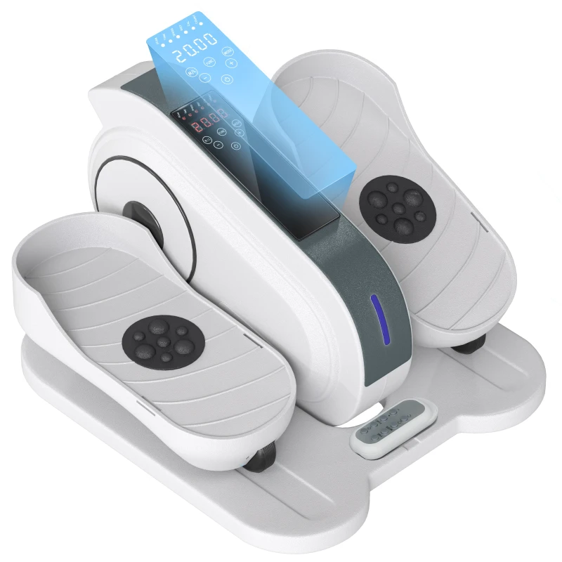 SPORTNOW Elíptico de escritorio, bicicleta elíptica eléctrica pantalla LCD, mando a distancia y 10 velocidades ajustables, 45 x 42 x 27 cm blanco