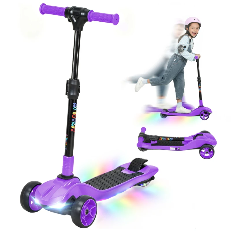 AIYAPLAY Three-Wheel Foldable Electric Scooter for Kids Aged 6-10 Years, Purple
