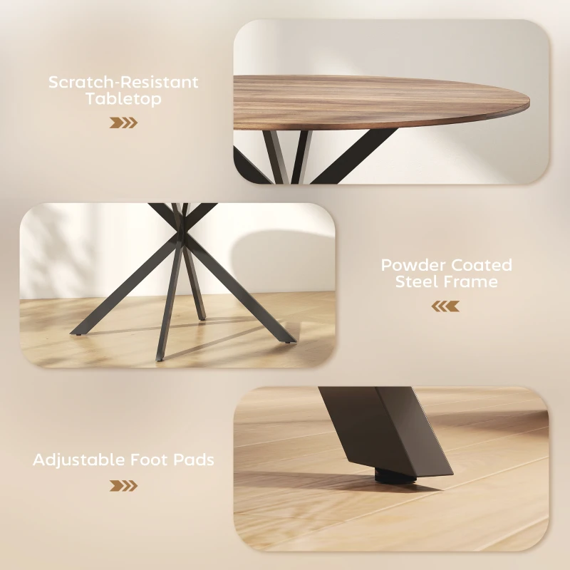 HOMCOM Okrągły stół jadalniany dla 4 osób, stół kuchenny w stylu industrialnym ze stalowymi nogami, do jadalni, kuchni, ciemnobrązowy