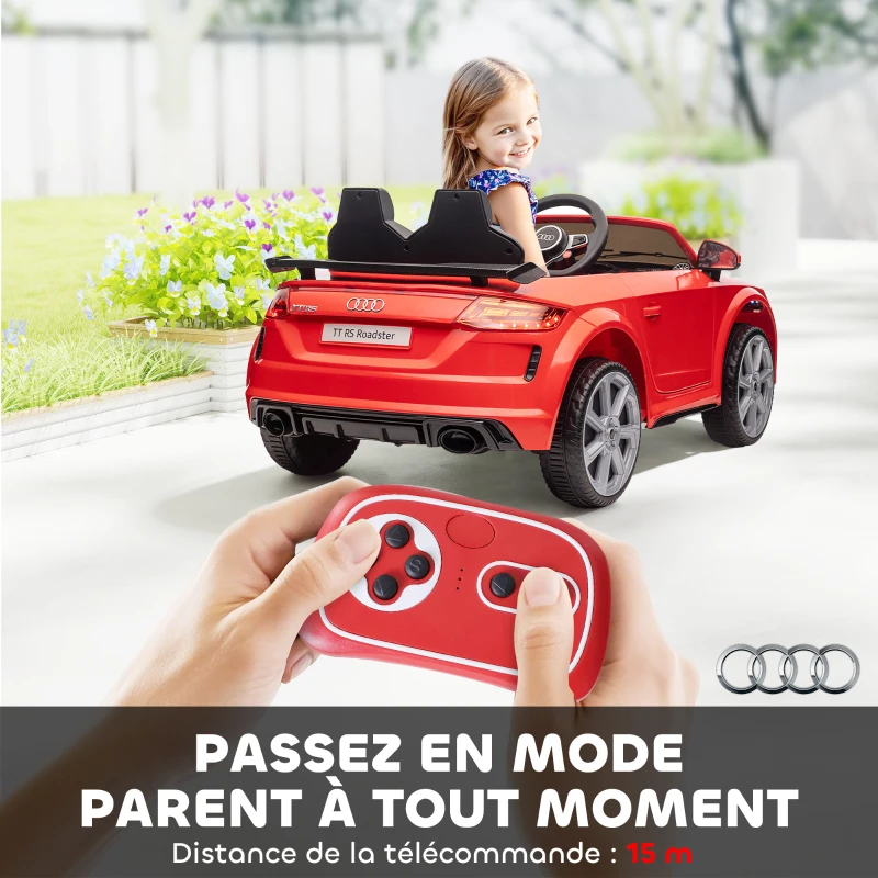 HOMCOM Véhicule électrique Enfant TT RS 12 V 30 W V. Max. 3 Km/h télécommande Effets sonores + Lumineux Rouge(m-5)