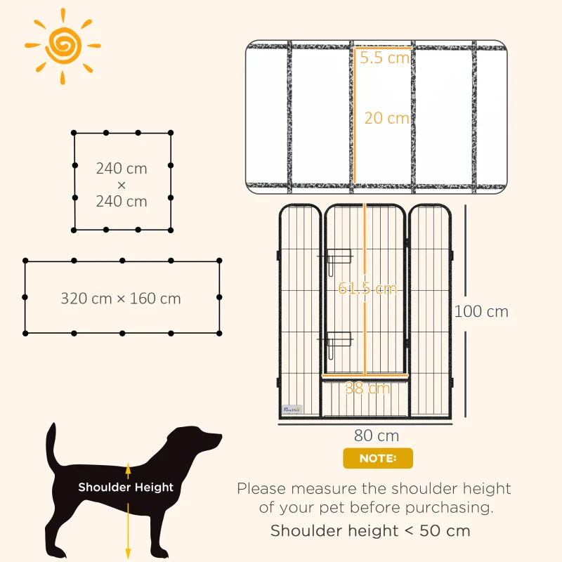 PawHut 12 Panels Heavy Duty Puppy Playpen, for Small Dogs, Indoor and Outdoor Use - Silver