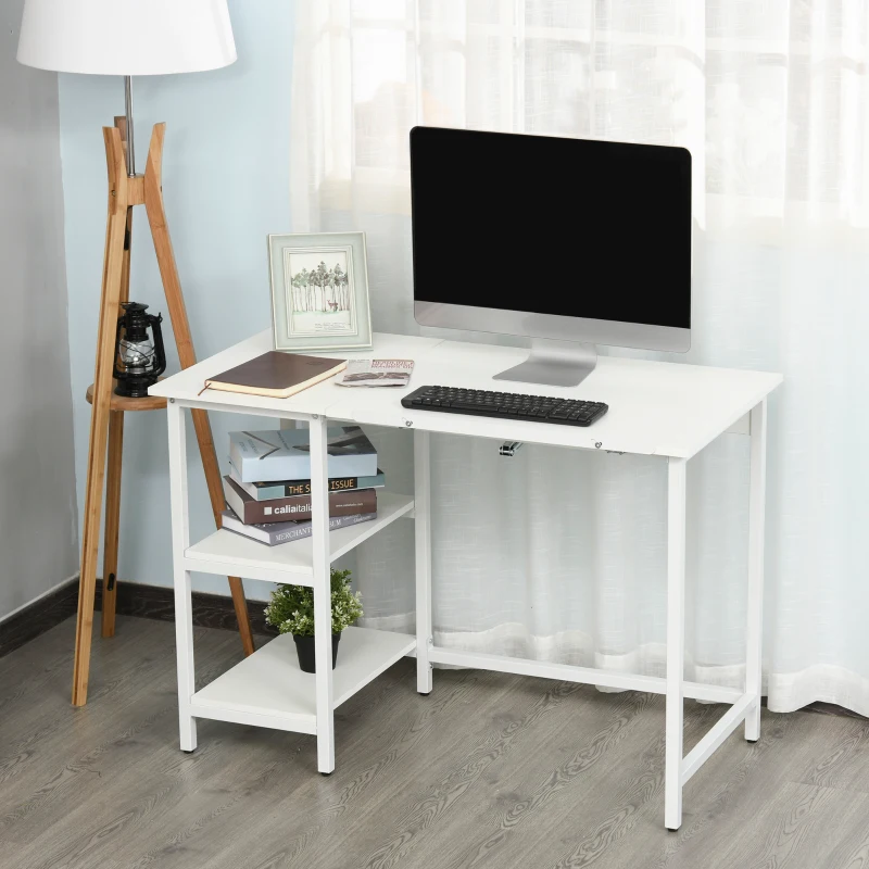 HOMCOM Table à Dessin Bureau inclinable Design Contemporain dim. 110L x 55l x 76H cm 2 étagères Panneaux Particules métal Blanc