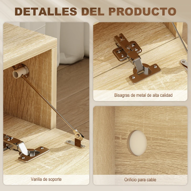 HOMCOM Mueble de TV Suspendido 2 Cajones Abatibles 2 Estantes Abiertos para Televisión 60 Pulgadas 140x32x31 cm Madera Natural