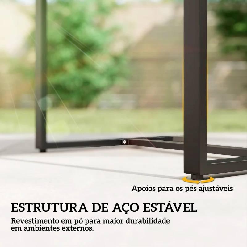 Outsunny Conjunto de Móveis de Exterior de 3 Peças em Vime PE com Cadeiras Mesa de Vidro Temperado e Almofadas Castanho e Creme