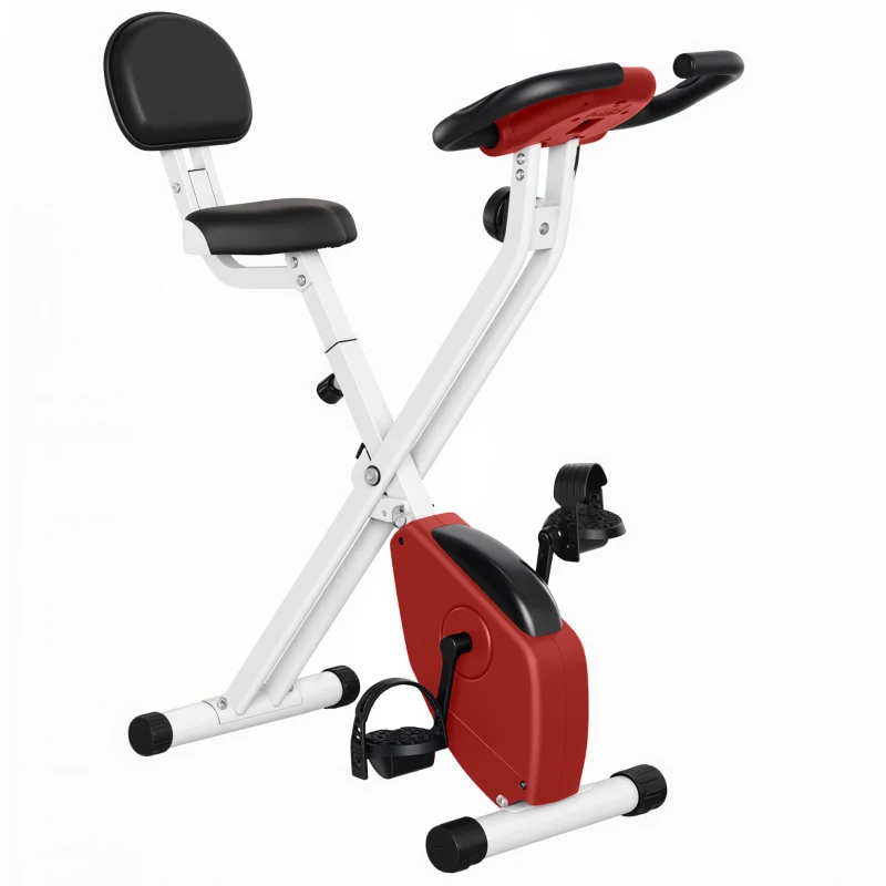 HOMCOM Hometrainer, fietstrainer, trainingsfiets met in 8 niveaus instelbare magnetische weerstand, staal, wit, 43 x 97 x 109 cm