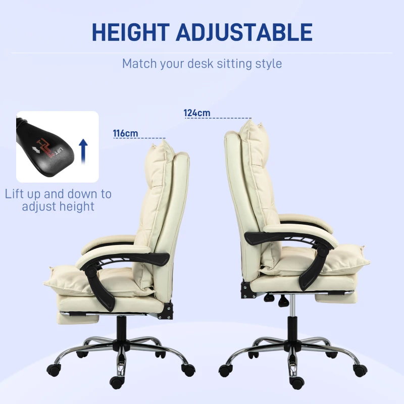 Vinsetto Fotoliu Birou Negru – Rabatabil, Suport Picioare & Ergonomic