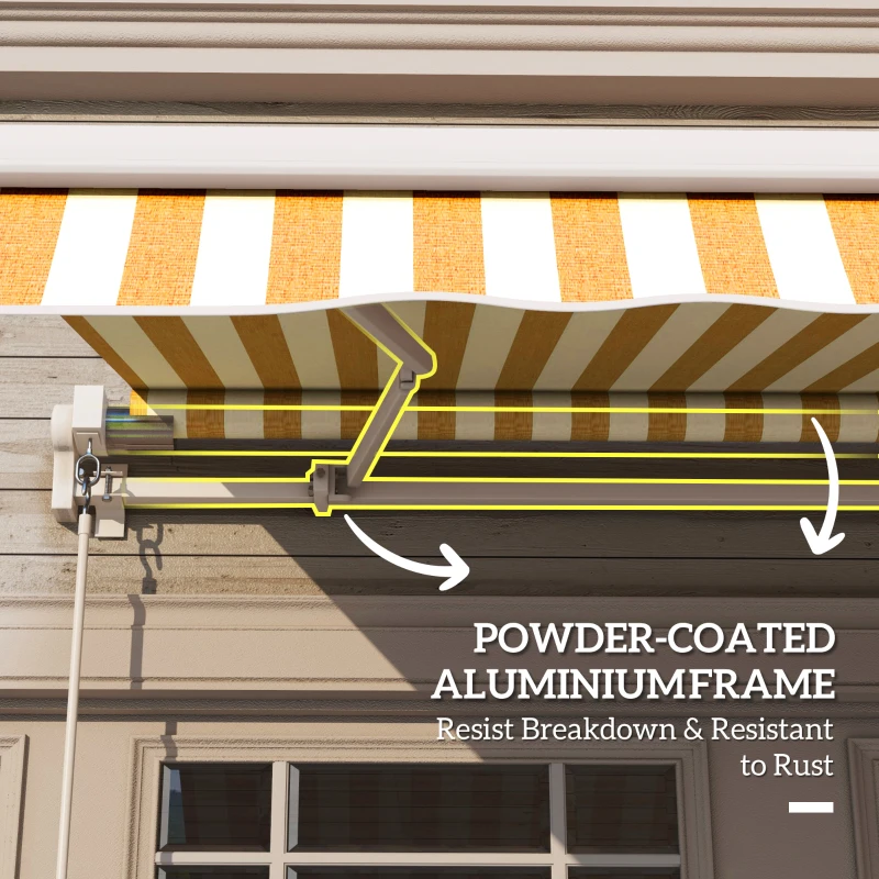 Outsunny Toldo de Pared con Brazo Articulado y Manivela Marco Resistente de Aluminio y Cubierta de Poliéster 295x245 cm Naranja