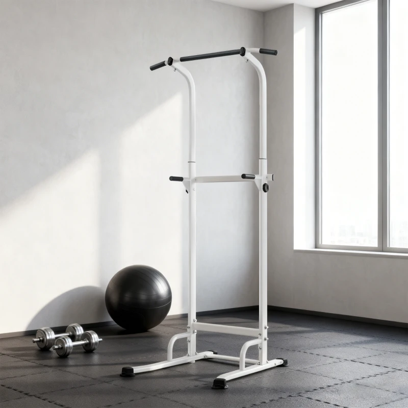 SPORTNOW Power tower dip barre de traction autoportante réglable en hauteur cadre acier 91,5 x 97,5 x 176,5-227 cm pour la maison