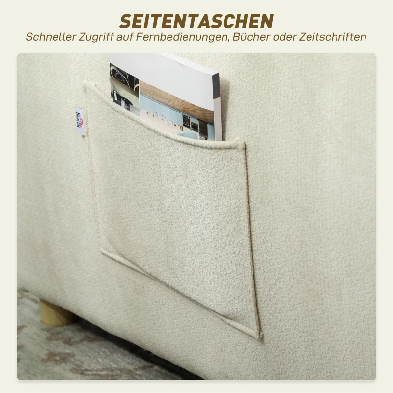 HOMCOM Schlafsessel 3 in 1 Umwandelbarer Sessel mit Bettfunktion, Lendenkissen, für Wohnzimmer Creme