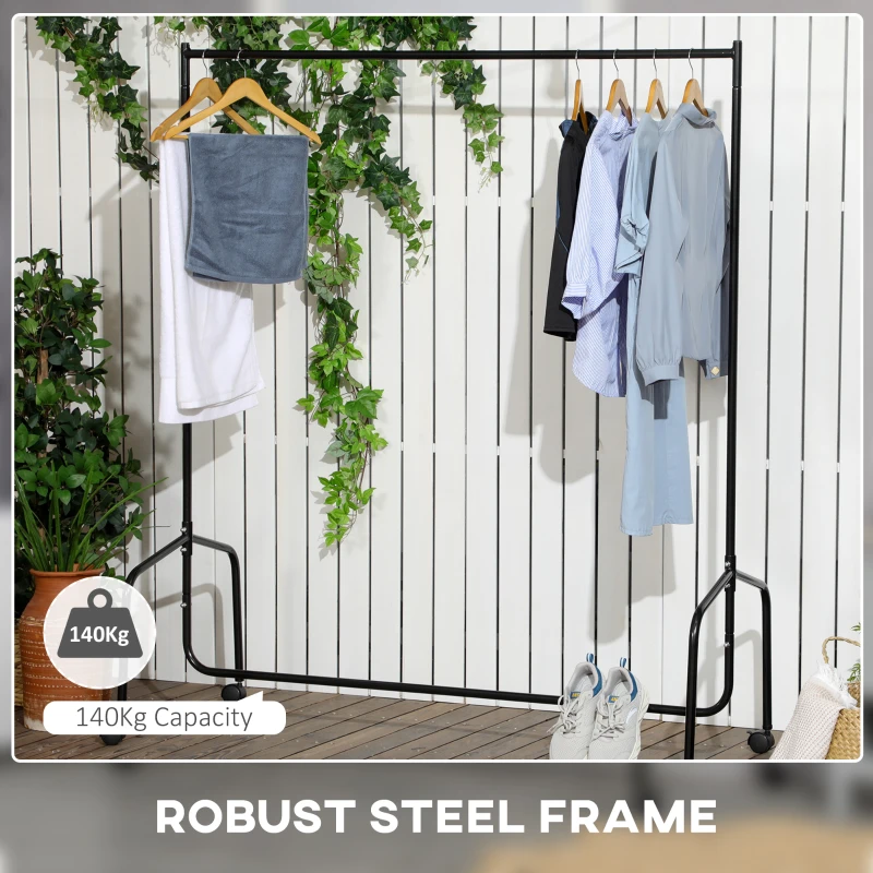 HOMCOM Heavy Duty 5Ft Clothes Hanging Rack-Black
