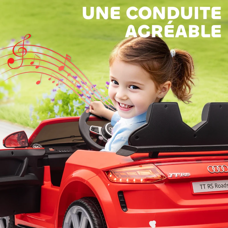 HOMCOM Véhicule électrique Enfant TT RS 12 V 30 W V. Max. 3 Km/h télécommande Effets sonores + Lumineux Rouge(m-6)