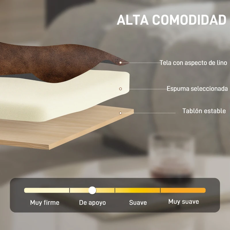HOMCOM Butaca de Salón Tapizado en PU con Marco de Madera Maciza Asiento Acolchado para Sala de Estar Dormitorio Marrón