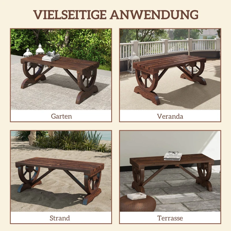 Outsunny Tuinbank bank tuinmeubelen rustieke bank massief hout bruin