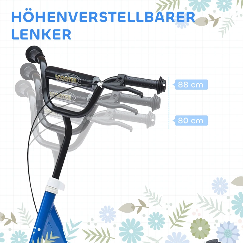 HOMCOM kinderstep scooter step stadsscooter kinderscooter kickboard 12 inch blauw 120 x 52 x 80-88 cm(m-4)