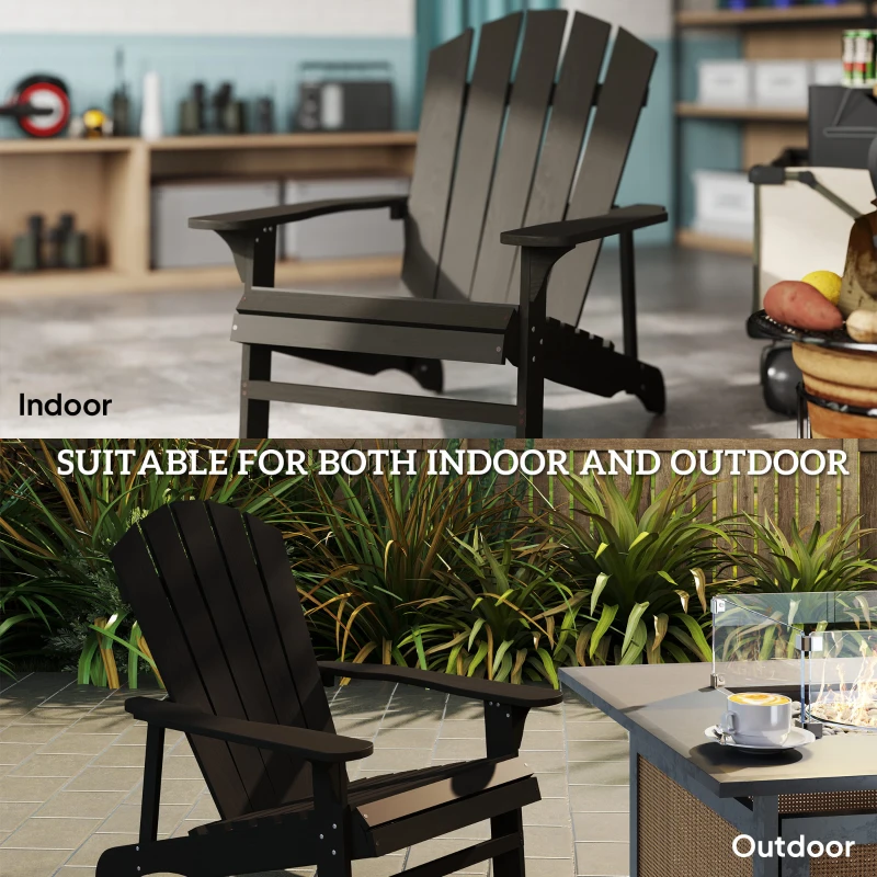 Outsunny Fotel Adirondack odporny na warunki atmosferyczne, drewniany fotel ogrodowy z wysokim oparciem i podłokietnikami