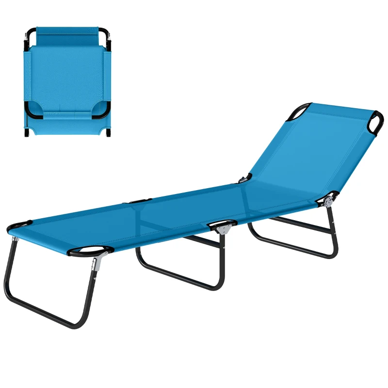 Outsunny Garden Sun Lounger, with Five-Position Back - Sky Blue