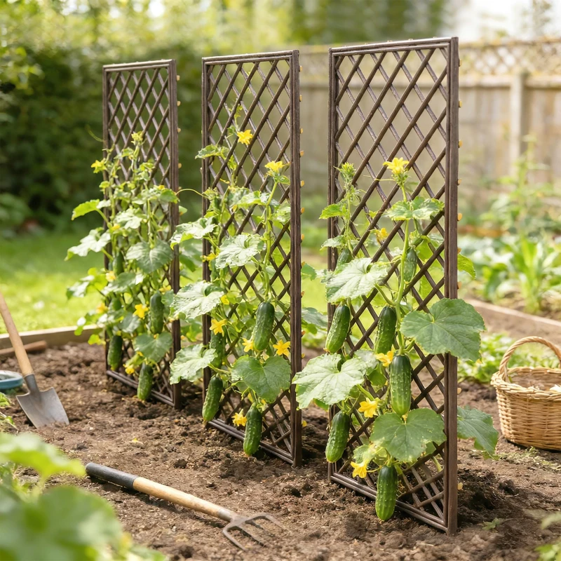 Outsunny Garden Trellis, 8mm Wicker Pergola, Flat Top, Natural Finish