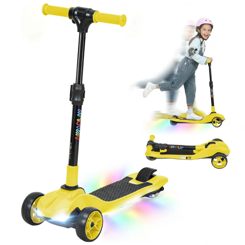 AIYAPLAY Three-Wheel Foldable Electric Scooter for Kids Aged 6-10 Years, Yellow
