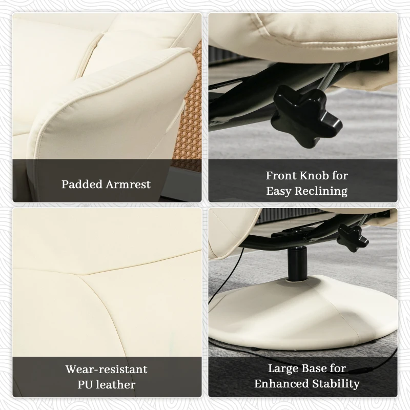 Fotel relaksacyjny z podnóżkiem, elektryczny masaż, leżanka